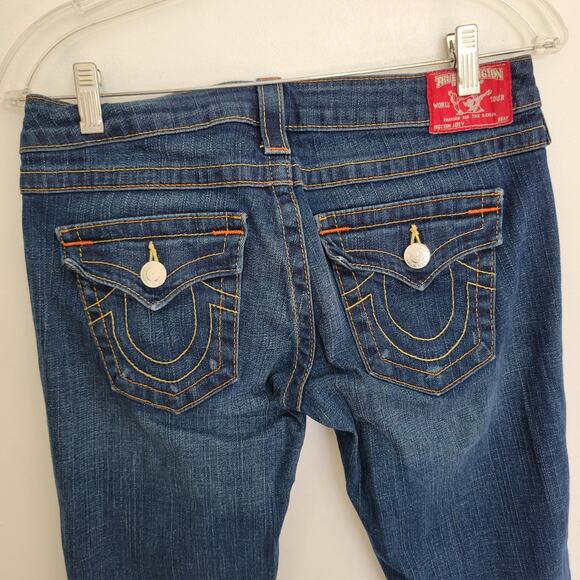 True Religion Joey Low Rise Flare Jeans Saddle Stitch Twisted Seam Women 28 - Picture 8 of 13